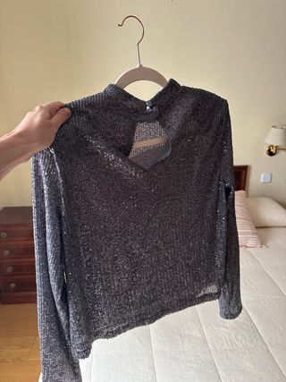 Top lentejuelas manga larga