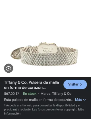 Pulsera Tiffany & Co. Plata 925 Malla Corazón
