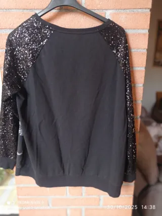 Maglia donna manica lunga nera con paillettes