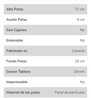 Mesa de comedor madera