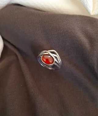 Anillo Plata Ley con Piedra Naranja