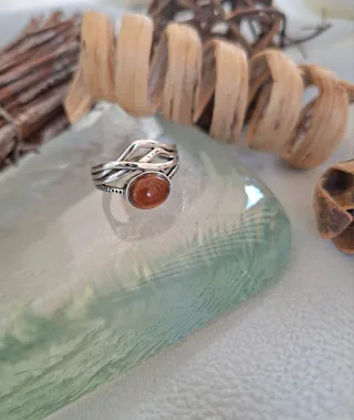 Anillo Plata Ley con Piedra Naranja