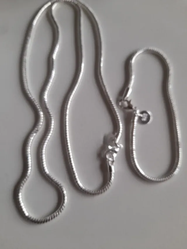 Conjunto Plata 925 Cadena y Pulsera cordón