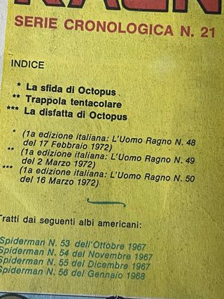 L’uomo ragno Spider-Man Rivista del 1972