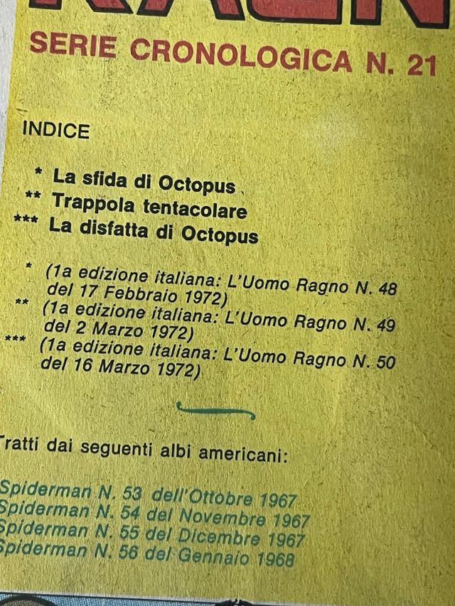 L’uomo ragno Spider-Man Rivista del 1972