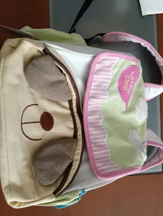 Mochila transportín perro/gato beige y verde