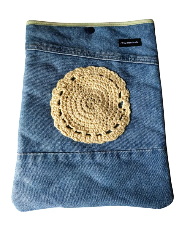 Copertina in denim per libro/tablet/diario gialla