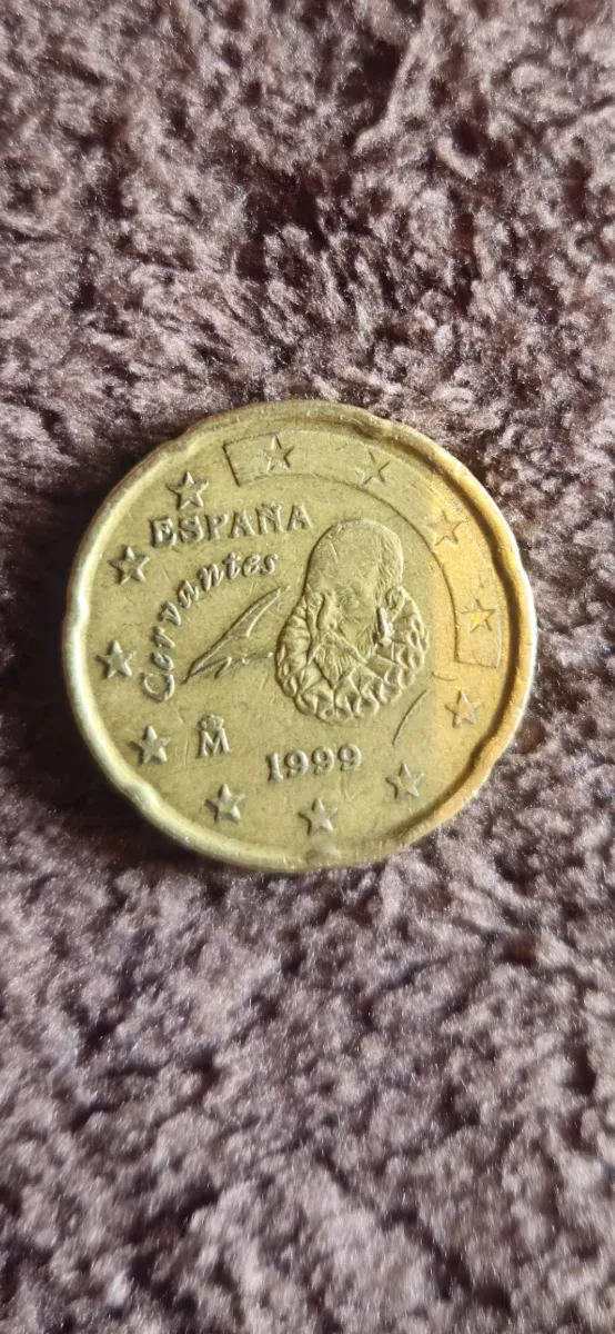 moneda de veinte céntimos con fallo