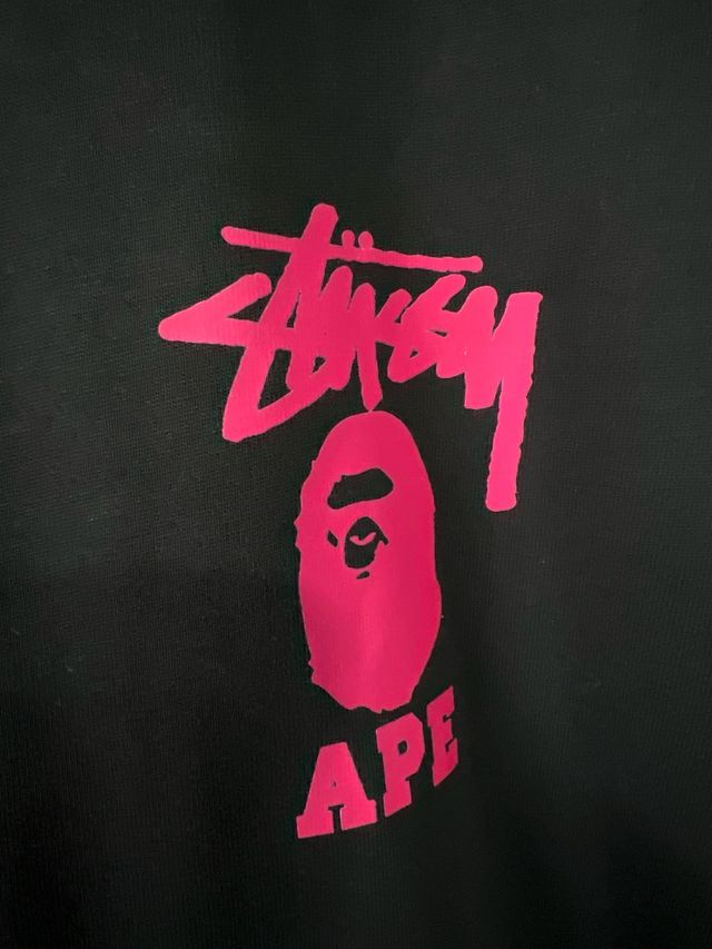 Camiseta BAPE x Stussy Talla XL Negra