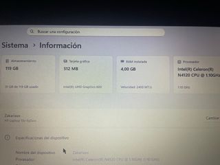 Ordenador portátil HP Plata