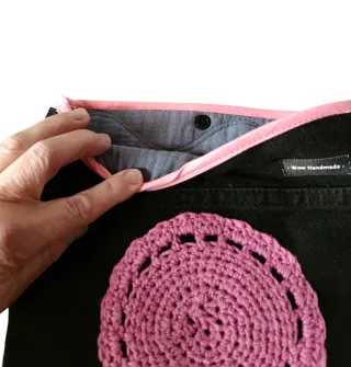 Funda libro / agenda / tablet negra rosa