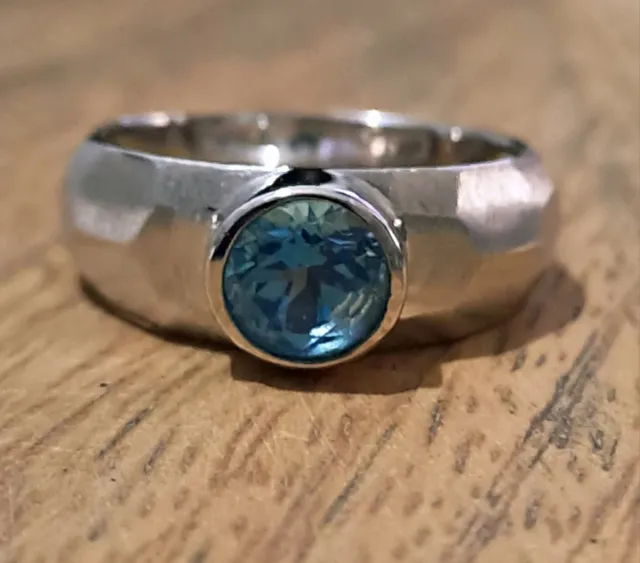 Anillo Topacio Azul Paraiba Plata