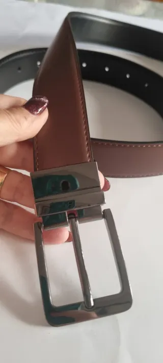 Cinturón Reversible Cuero Genuino Hombre