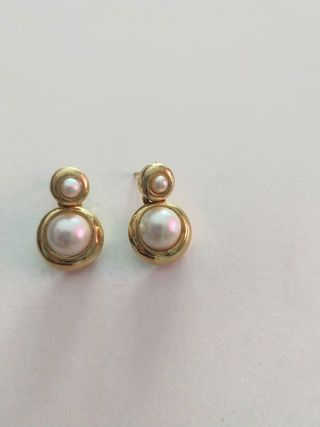 Pendientes baño oro y perlas