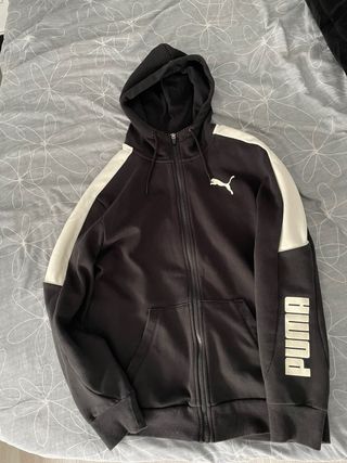 Sudadera Puma Negra y Blanca con Capucha