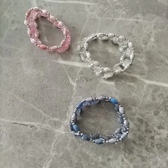 Set 3 Bracciali Elastici Perline