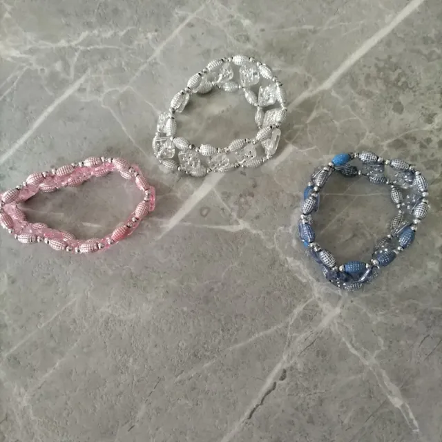 Set 3 Bracciali Elastici Perline