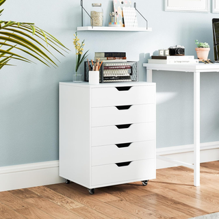 Cassettiera da Ufficio con 5 Cassetti e Ruote, Mob