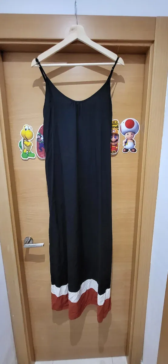 Vestido largo tirantes negro y marrón