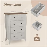 Cassettiera a 5 Cassetti in Tessuto, Cassettiera p