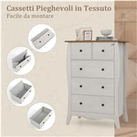 Cassettiera a 5 Cassetti in Tessuto, Cassettiera p