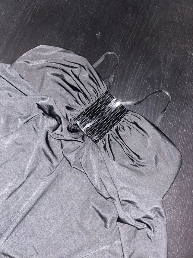 Top fiesta lentejuelas negro y plata