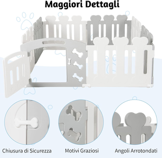 Recinto per Animali con 8 Pannelli, Cancelletto pe