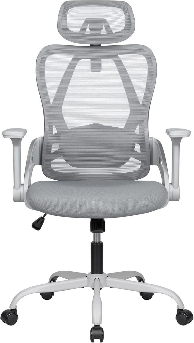 Silla oficina ergonómica gris-blanca (6302)
