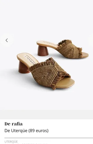 Sandalias Uterqüe Rafia Marrón Talla 39