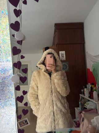 Abrigo pelo beige Pull&Bear Talla M