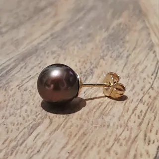 Pendiente Perla Tahití Chocolate