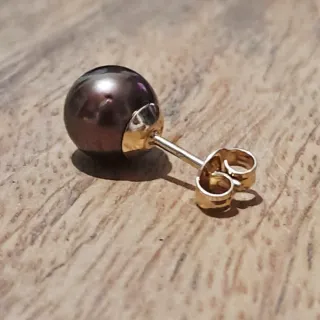 Pendiente Perla Tahití Chocolate