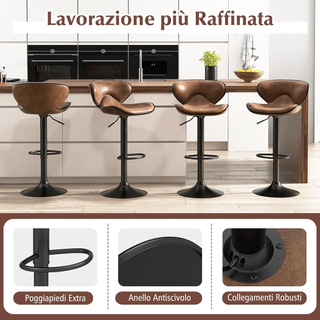 Set di 2 Sgabelli da Bar con Altezza Regolabile, S