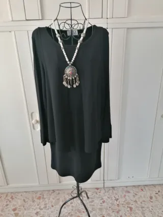 Vestito nero vintage con gilet