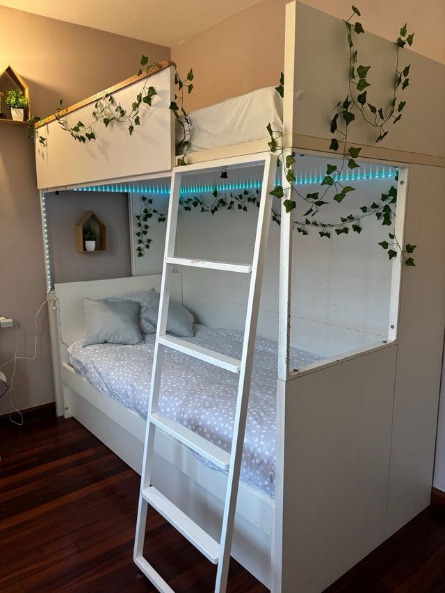 Struttura per letto a castello in legno massello bianco