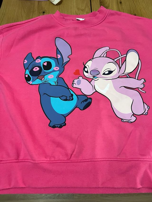 Sudadera Stitch y Ángel rosa