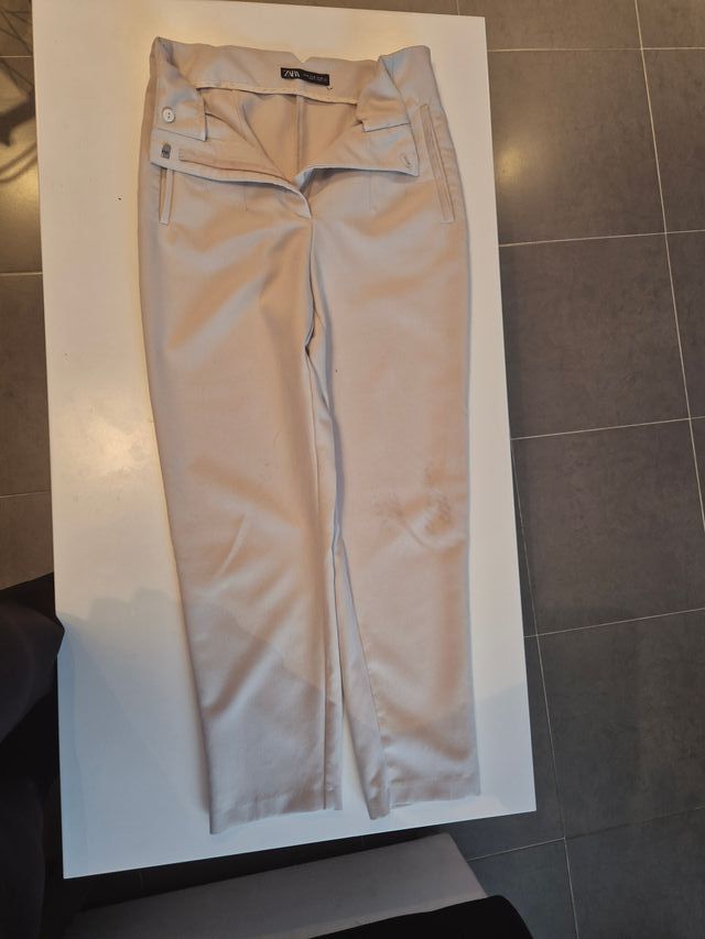 Pantalones Clásicos Zara Talla M Beige