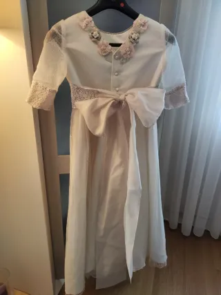 Vestido de Comunión Beige/Blanco Tizzas talla 125