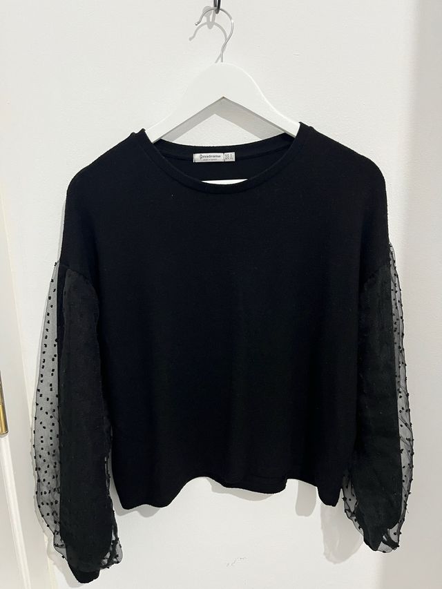 Blusa Stradivarius manga transparente lunares