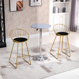 Set 2 Sgabelli da Bar Alti con Schienale e Poggiap
