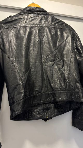 Chaqueta Biker Cuero Massimo Dutti Negra