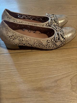 Zapatos planos Pitillos piel dorados/plateados T41