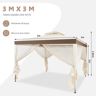 Gazebo da Giardino 3 x 3 m, Gazebo da Esterno con