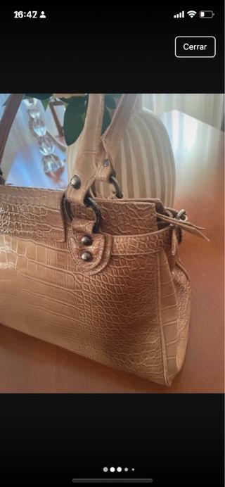 Bolso David Jones Beige Piel Cocodrilo