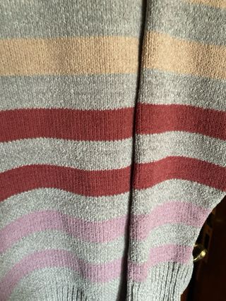 Jersey oversize rayas gris y rosa. 