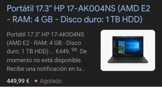 Portátil 17.3'' HP 17-AK004NS (AMD E2 - RAM: 4 GB 