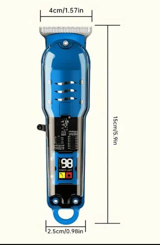 Máquina de afeitar azul con pantalla digital