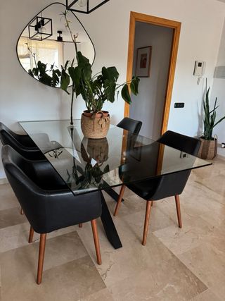 Pack 4 Sillas tapizadas símil piel negra