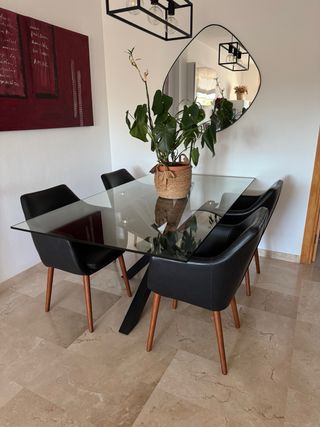 Pack 4 Sillas tapizadas símil piel negra