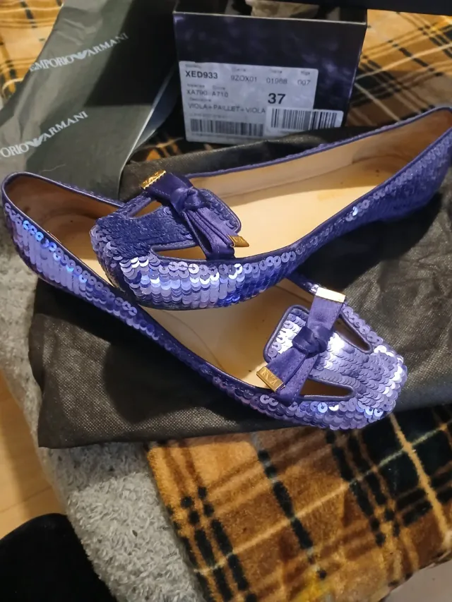 Manoletinas Armani Paillettes Morado Talla 37